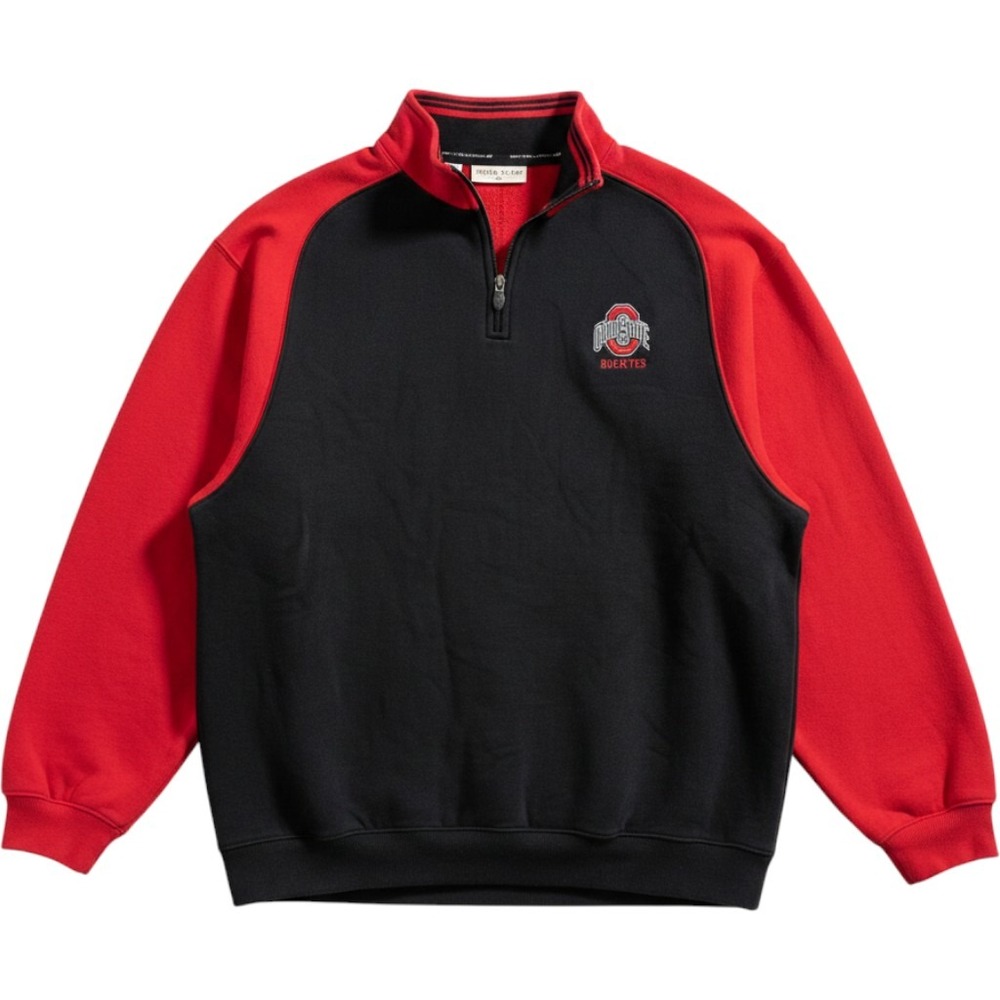 Cutter & Buck Quarter Zip Pullover Men's XL Black Red Ohio State Buckeyes Logo